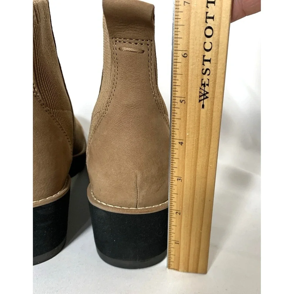 Eileen Fisher Suede Chelsea‎ Boot Womens 7.5 Leather Wheat Wedge Lilou